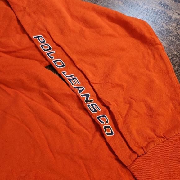 Vintage Y2K Ralph Lauren Polo Jeans Co T-Shirt Crewneck Tee Men's Size XL Orange - Picture 4 of 9
